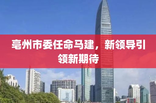 亳州市委任命马建，新领导引领新期待
