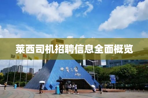莱西司机招聘信息全面概览