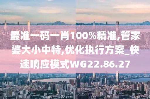 最准一码一肖100%精准,管家婆大小中特,优化执行方案_快速响应模式WG22.86.27