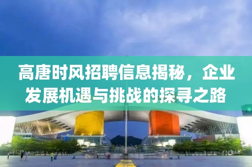 高唐时风招聘信息揭秘，企业发展机遇与挑战的探寻之路