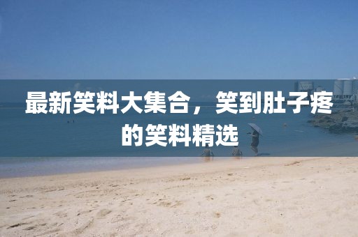 最新笑料大集合，笑到肚子疼的笑料精选