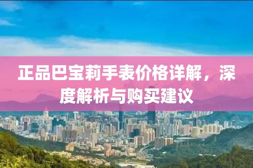 正品巴宝莉手表价格详解，深度解析与购买建议