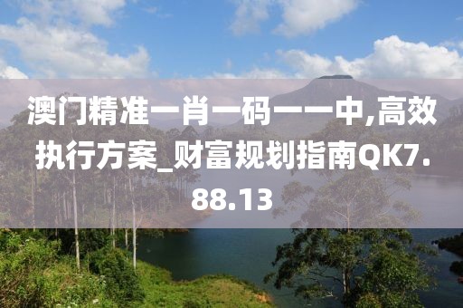 澳门精准一肖一码一一中,高效执行方案_财富规划指南QK7.88.13