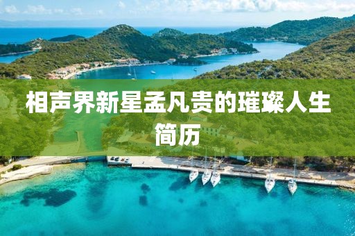 相声界新星孟凡贵的璀璨人生简历