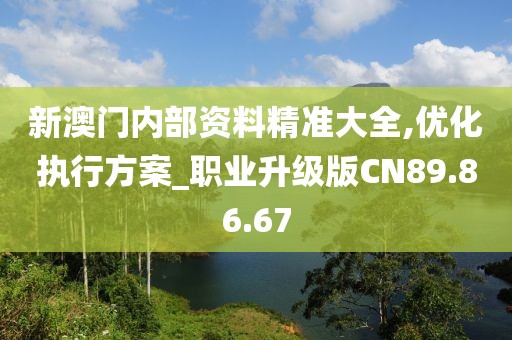 新澳门内部资料精准大全,优化执行方案_职业升级版CN89.86.67