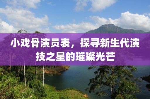 小戏骨演员表，探寻新生代演技之星的璀璨光芒