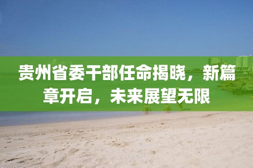 贵州省委干部任命揭晓，新篇章开启，未来展望无限