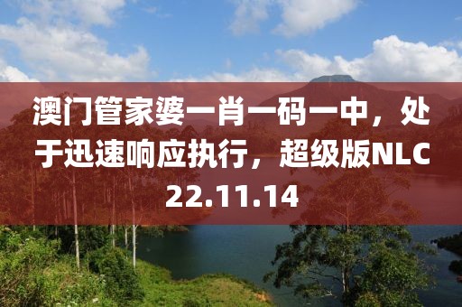 澳门管家婆一肖一码一中，处于迅速响应执行，超级版NLC22.11.14