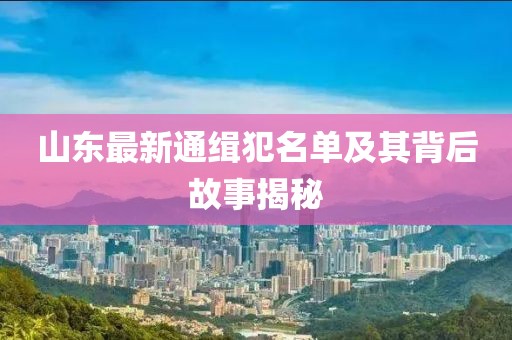 山东最新通缉犯名单及其背后故事揭秘